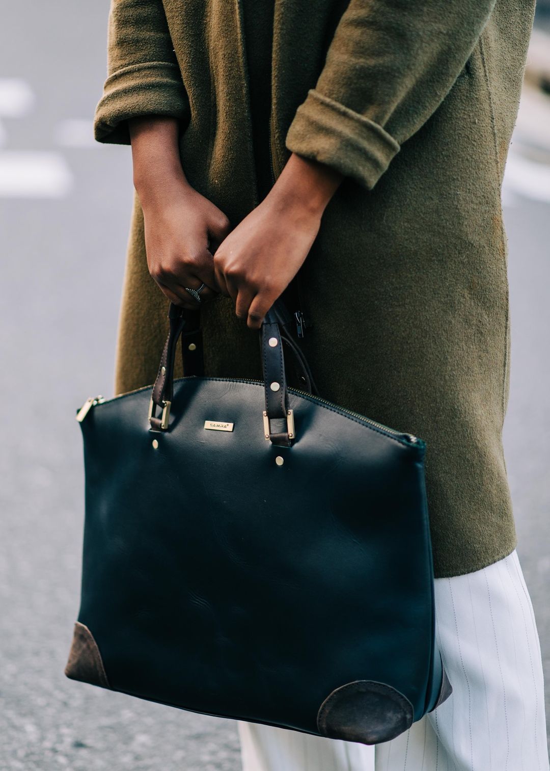Luxury handcrafted leather tote bag